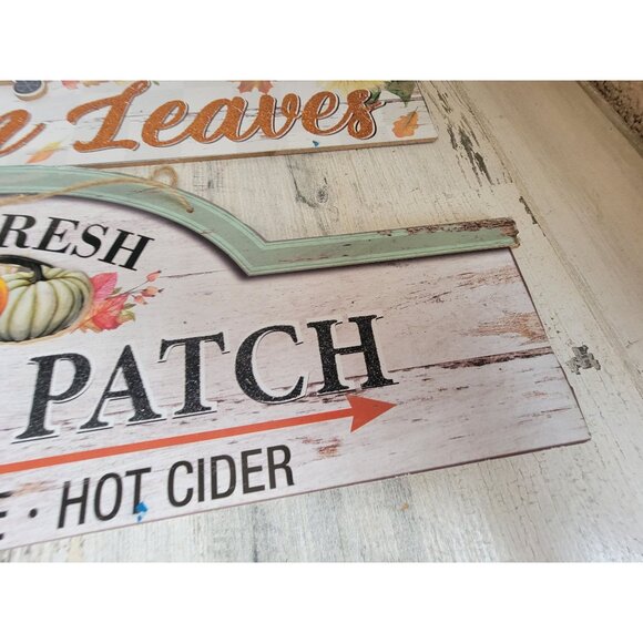 Fall breeze Autumn leaves hanging sign set decor pumpkin patch - Picture 5 of 8
